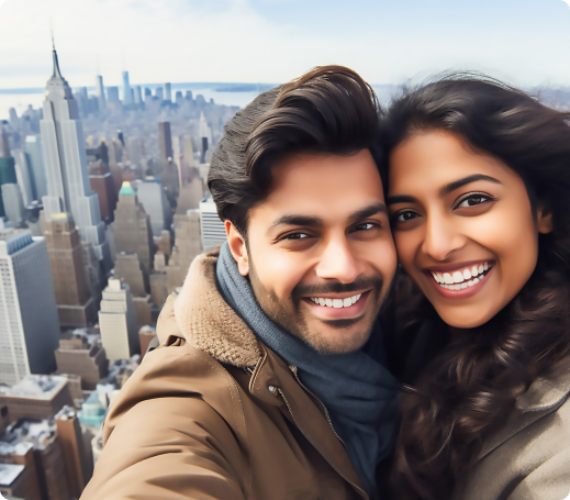 indian-couple-taking-selfie-new-york-cityscape 1